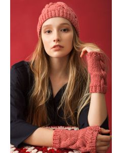 Cabled Fingerless Mittens and Hat