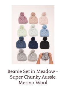 Beanie Set in Meadow - Super Chunky Aussie Merino Wool